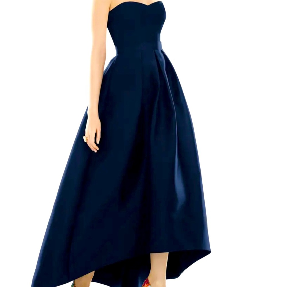 Alfred Sung Navy “Midnight” Strapless High/Low Ballgown